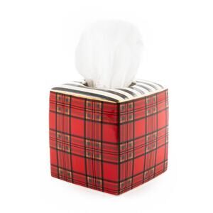 Mackenzie-Childs Tartan Red Boutique Tissue Box Cover NEW